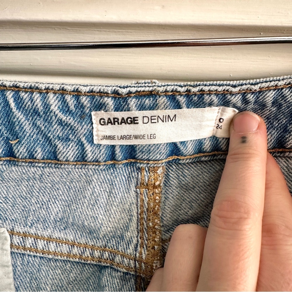 Garage Denim Wide Leg Distressed Raw Hem Jeans #30 - Picture 4 of 8